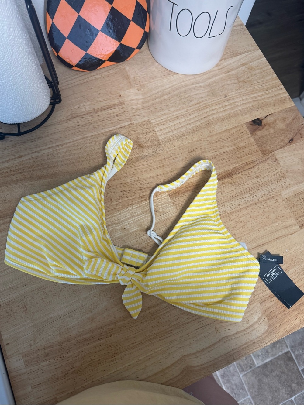 Yellow Striped Tie-Front Women’s Top